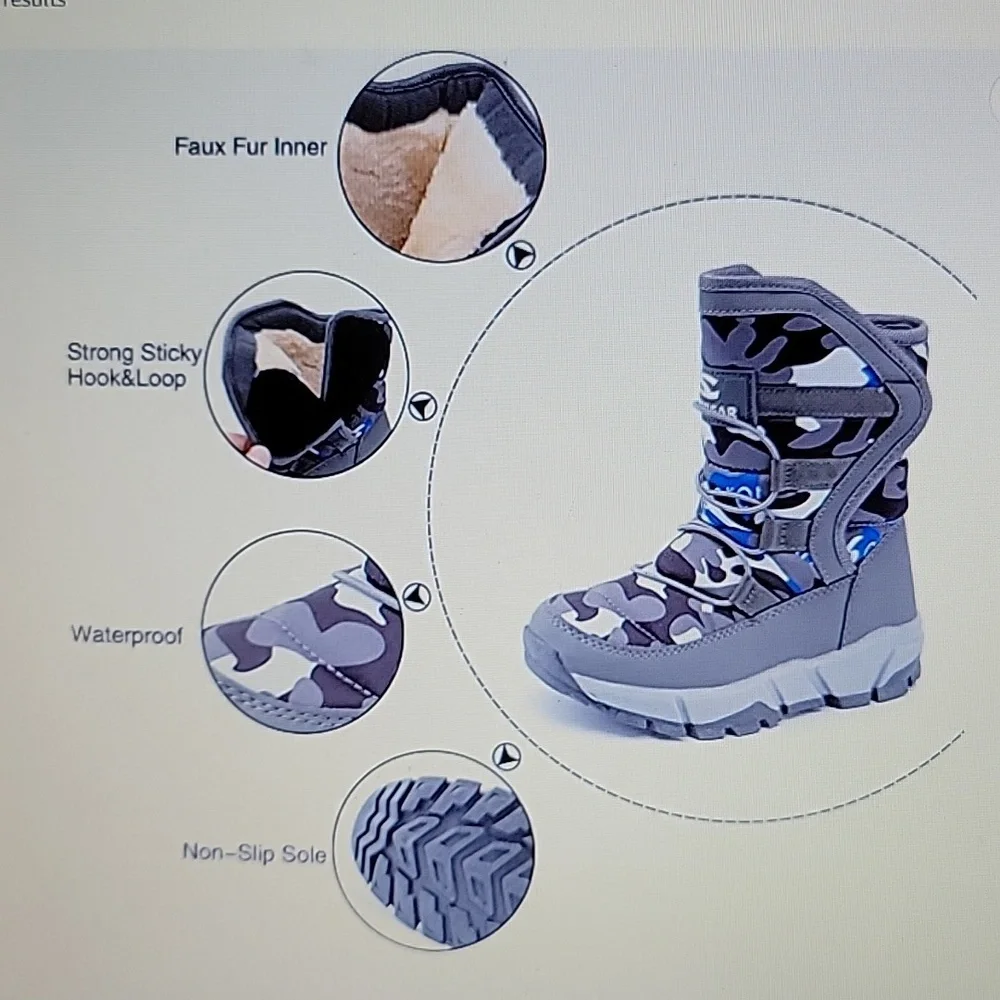 Gugarun Hobibear Gray Boy Girl Unisex snow boot waterproof slipresist 37…4.5 NEW